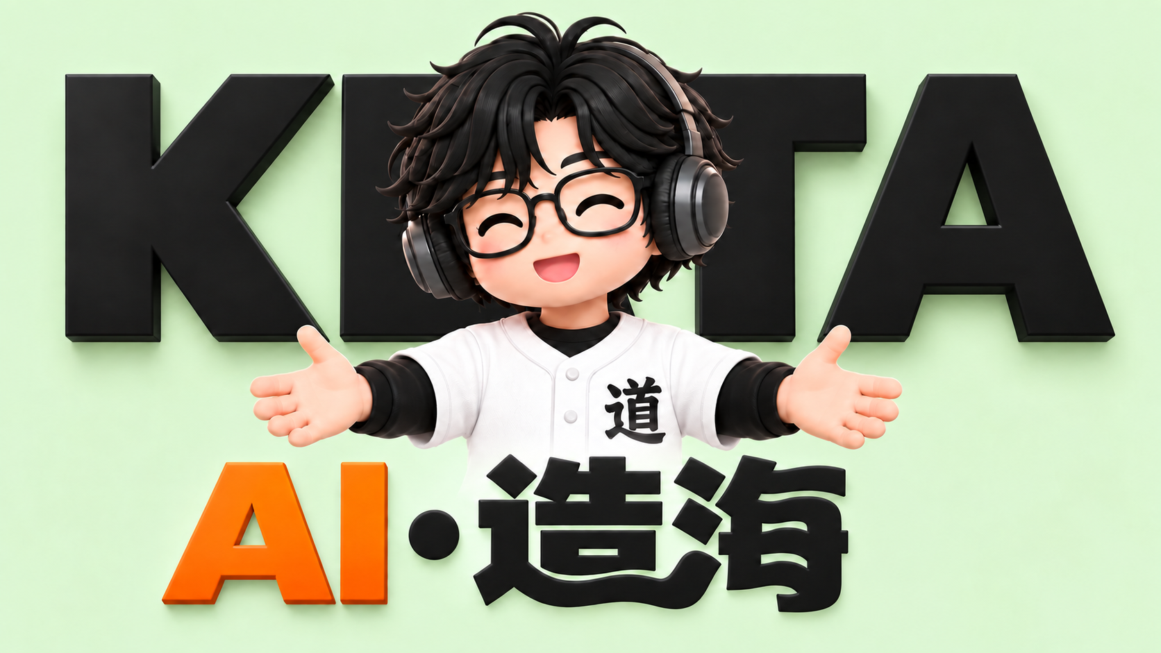 Keta 的 3D 形象张开双臂微笑，背景文字为 KETA 与 AI·造海